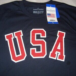 USA General Standard Men's Graphic T-Shirt Sz. LARGE Tee NAVY American Crew NWT